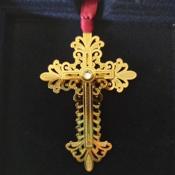 baldwin Other - Baldwin 24kt Gold Finished Brass Golden Cross Vintage Christmas Ornament